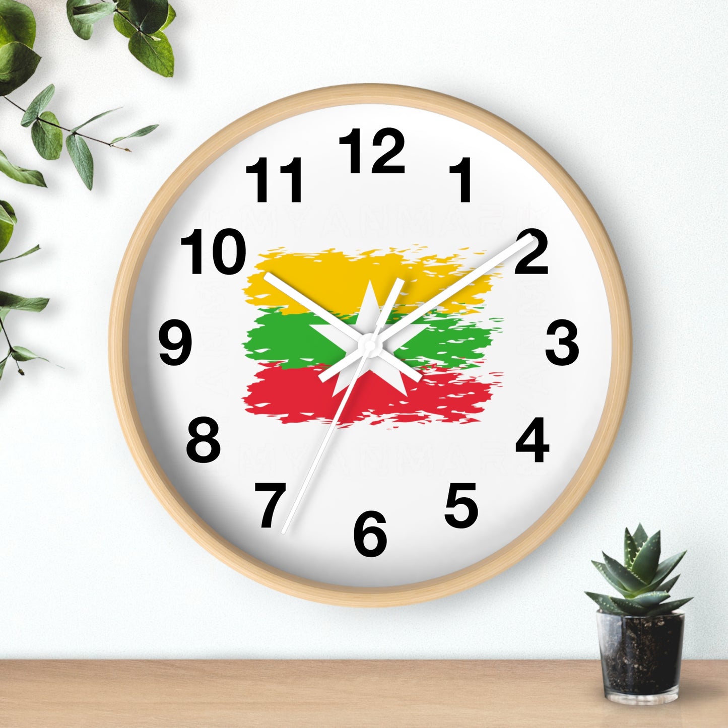 Wall Clock With Burmese Flag