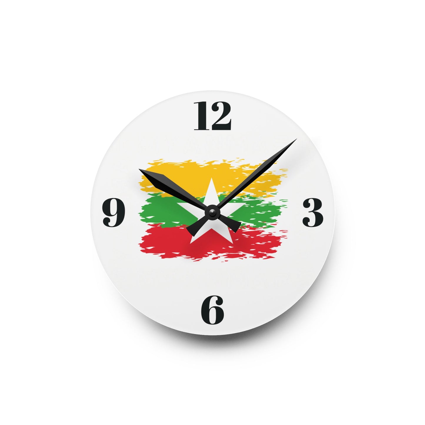 Acrylic Wall Clock With Myanmar Flag