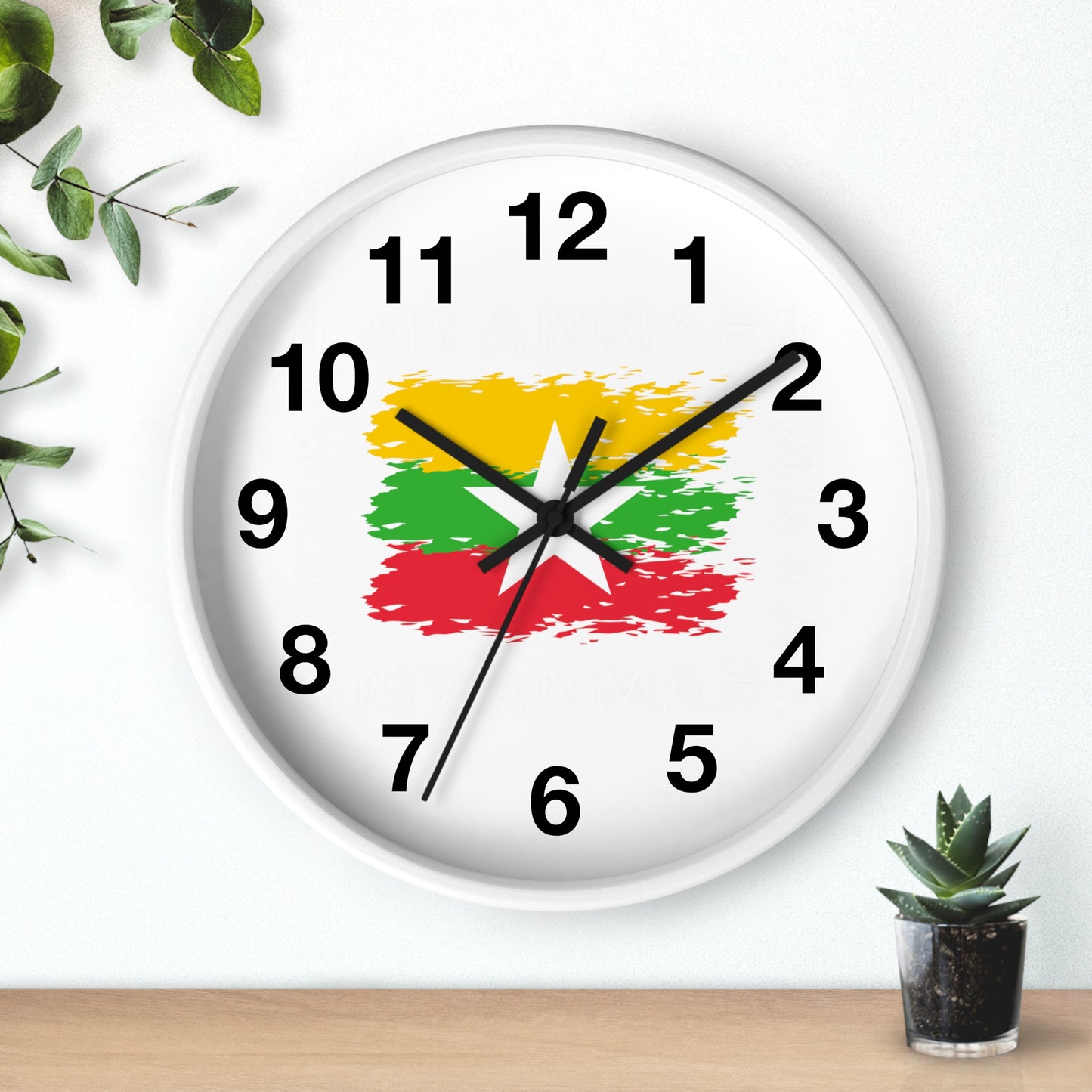 Wall Clock With Burmese Flag