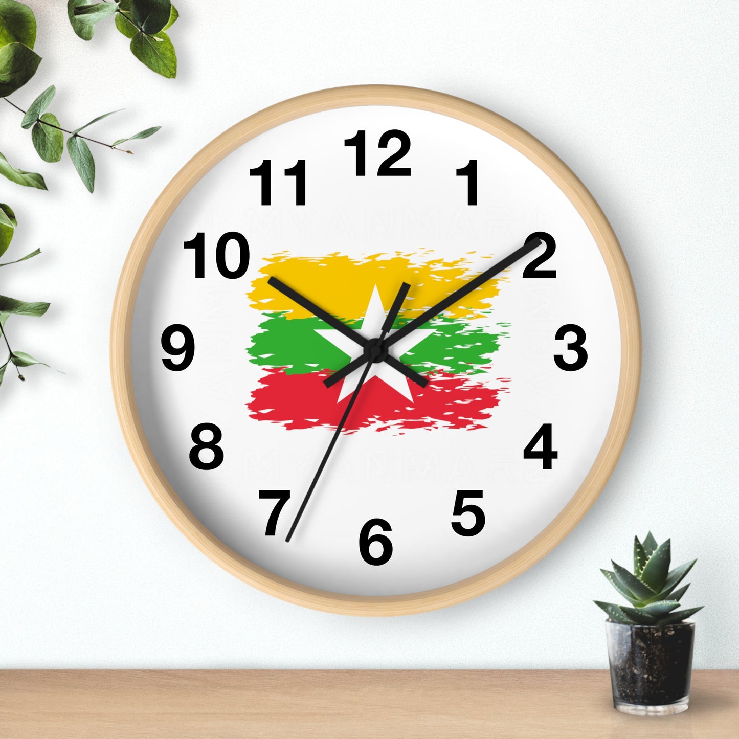 Wall Clock With Burmese Flag