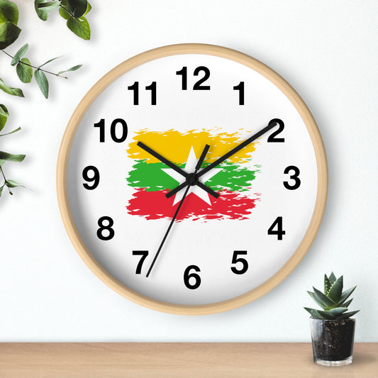 Wall Clock With Burmese Flag