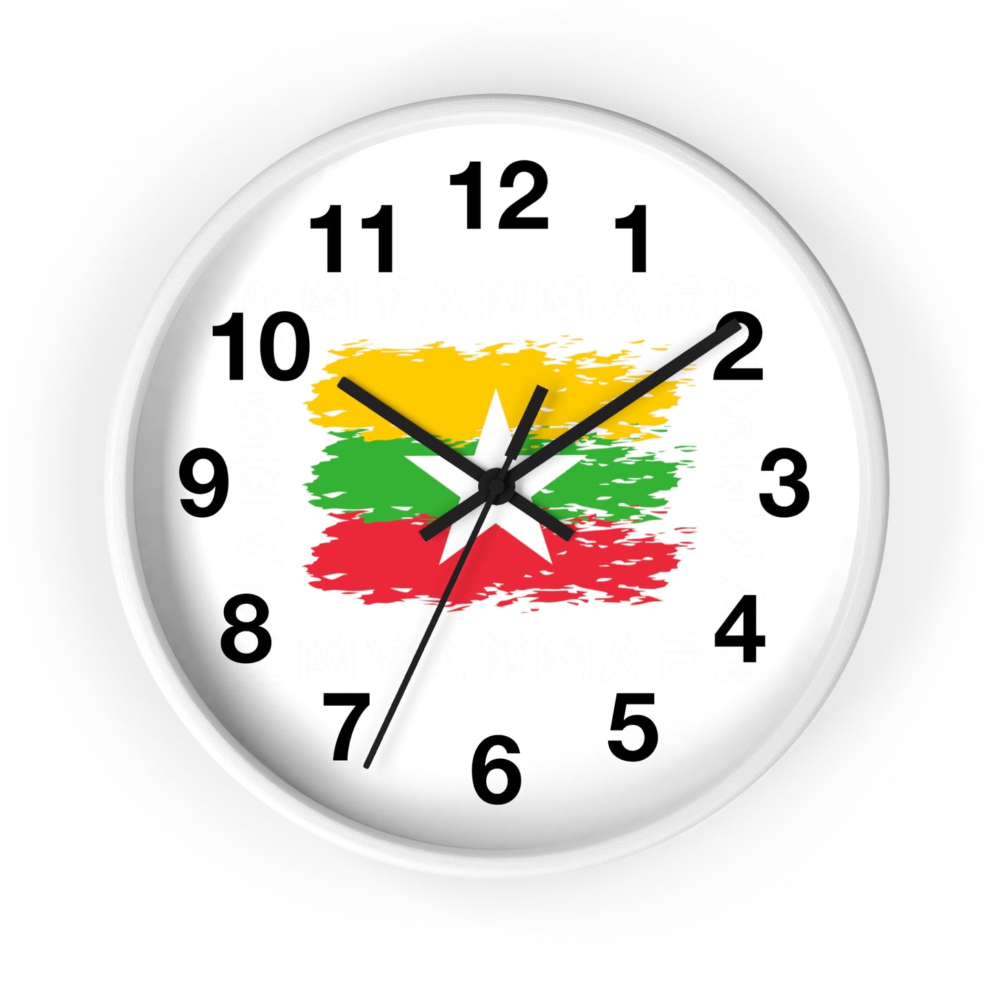 Wall Clock With Burmese Flag