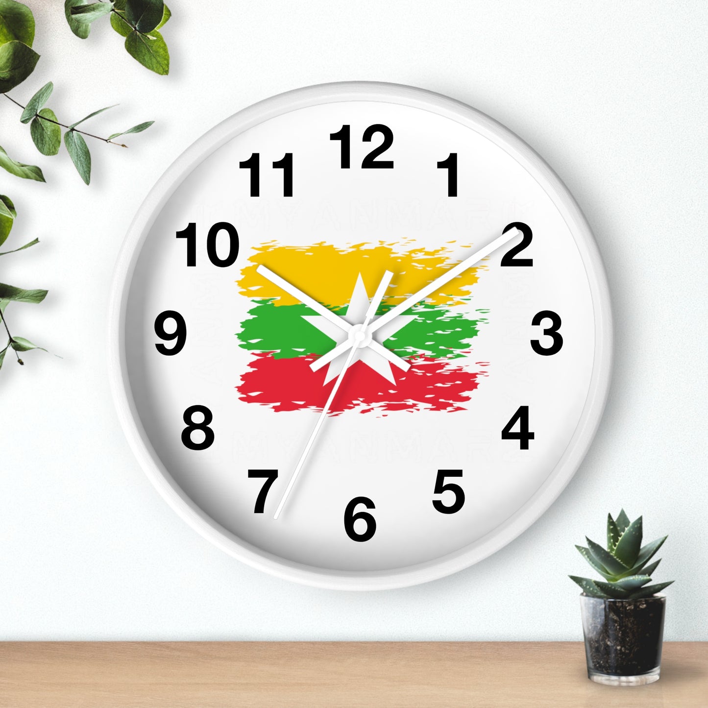 Wall Clock With Burmese Flag