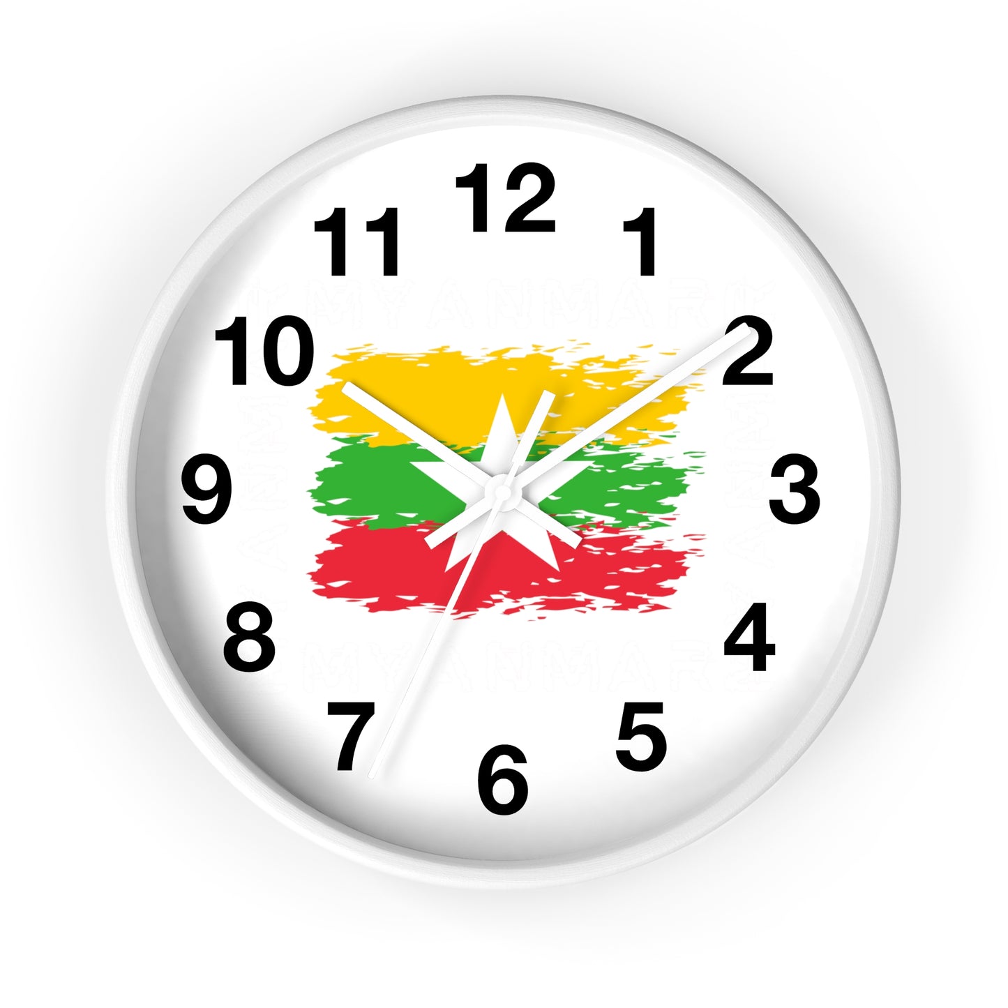 Wall Clock With Burmese Flag