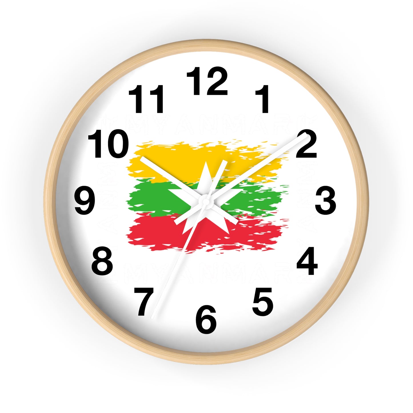 Wall Clock With Burmese Flag